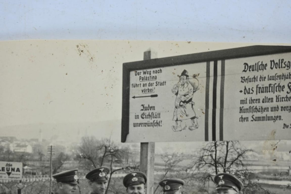 German WH Picture with Antisimitic Sign 'Juden unerwünscht'