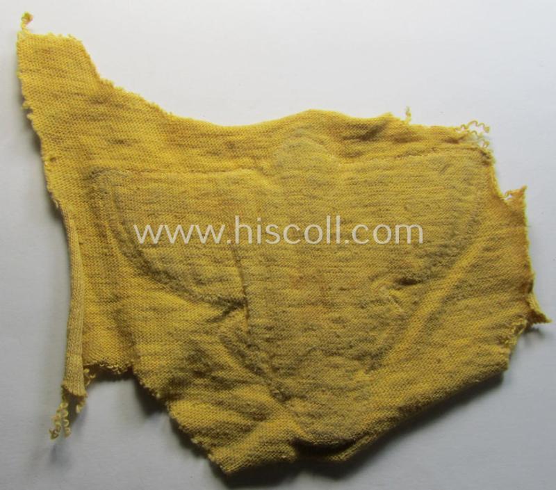 Very unusual, bright-yellow-coloured: N.S.F.K.- (or: 'National Socialistisches Flieger Korps') sports-shirt breast-eagle being a nicely 'BeVo'-woven- (and carefully 'cut-out'!) example that comes still mounted onto its piece of a period shirt