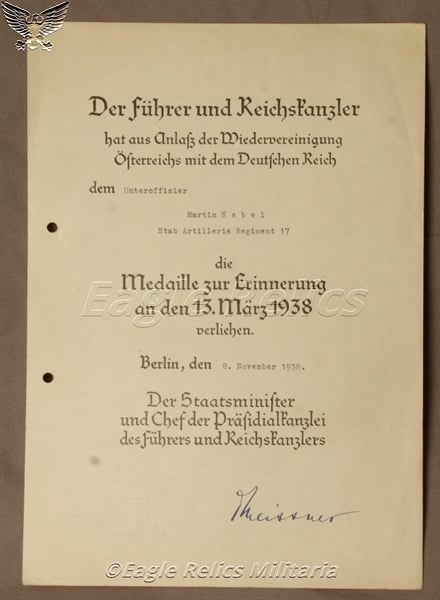 Wehrpass and Documents to Martin Nebel Pioneer