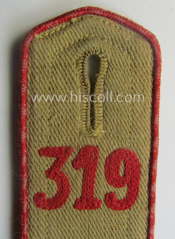 Early-pattern, 'HJ'- (ie. 'Hitlerjugend'-) shoulderstrap for usage by a: 'Hitlerjunge' who was attached to the: 'Oberbann I - Bann 319' (Bann 319 = 'Bann Ansbach' situated in the 'Gebiet Süd Franken')
