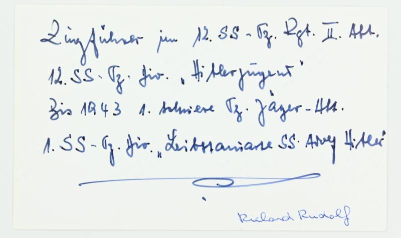 Signature of Waffen-SS KC Recipient 'Richard Rudolf'