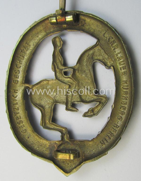 Attractive - and actually fairly scarcely encountered! - so-called: 'Deutsches Reiterabzeichen der 3. Klasse (ie. 'in Bronze') being a maker- (ie. 'L.Chr. Lauer'-) marked example that comes in a moderately worn condition