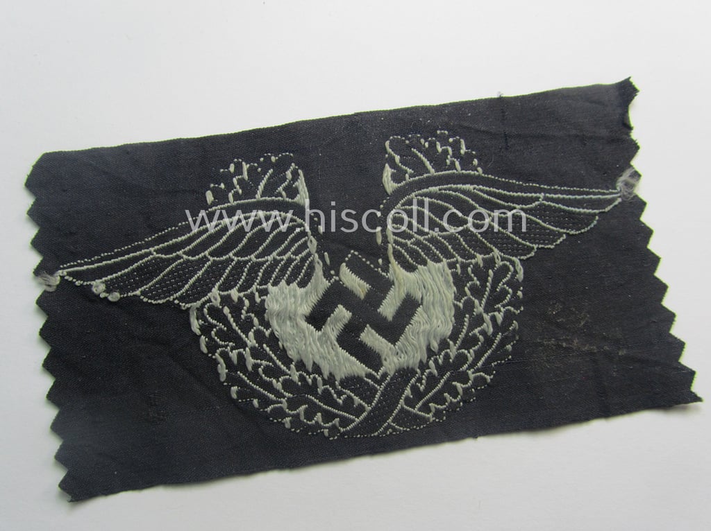 Scarcely found, WH (Lufwaffe) related, 'BeVo'-woven breast-badge (ie. 'Mitglieds-Zivilabzeichen für Angestellte u. Arbeiter der Luftwaffe')