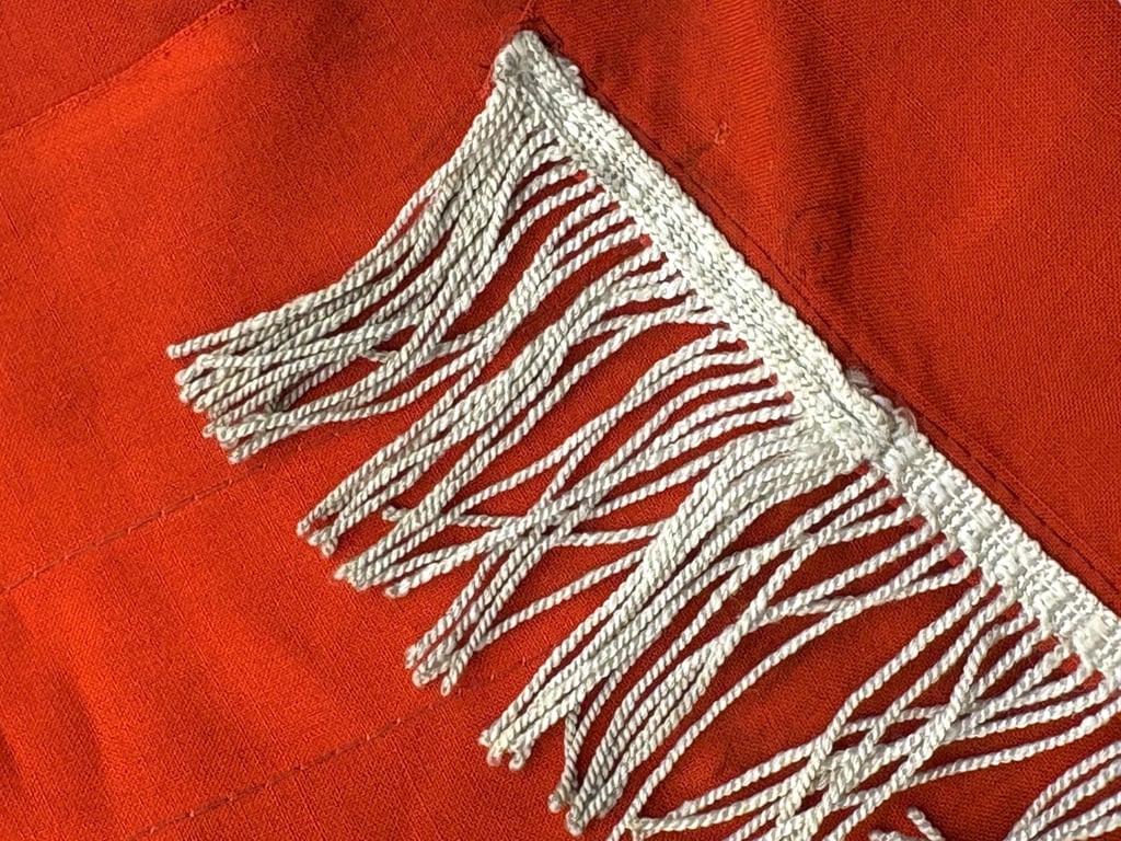 WWII GERMAN POLITICAL NSDAP THIRD REICH PODIUM FLAG DRAP WITH ORIGINAL RINGS AND TASSLES ADDITIONAL
