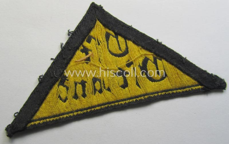 Superb - and actually extremely rarely encountered! - 'HJ' ('Hitlerjugend') district-triangle (ie. 'Gebietsdreieck') entitled: 'Ost Ostland'