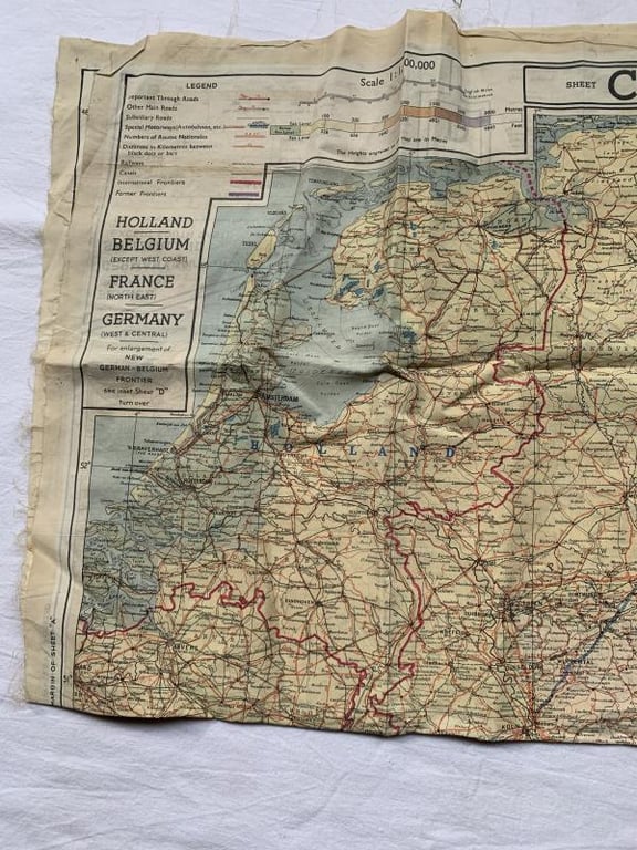 WW2 Silk Escape Map Series 43 Holland, Belgium and France