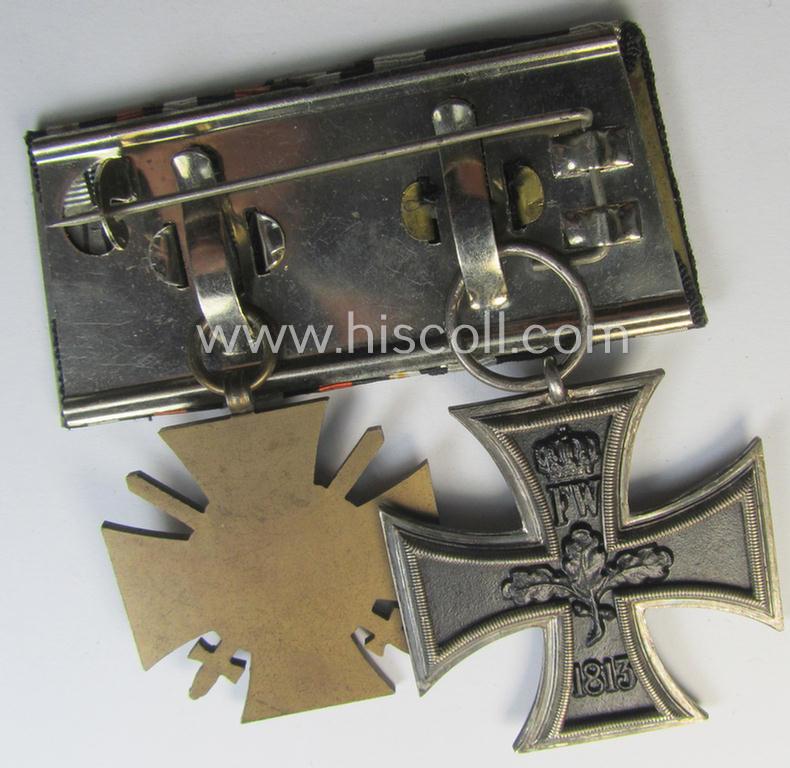 Attractive, WWI-period so-called: 'Doppelspange' (being of the 'detachable-pattern') showing resp. an: 'EK II. Klasse' and a: 'FKK 1914-18 mit Schw.' and that comes as recently found