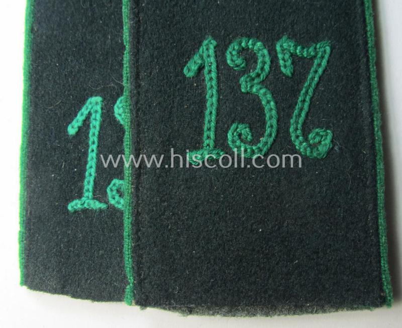 Pair of WH (Heeres) EM-type (ie. 'M36- o. M40'-pattern- and/or 'rounded styled-') neatly 'cyphered' shoulderstraps as was intended for usage by a: 'Soldat des Gebirgsjäger-Regiments 137'