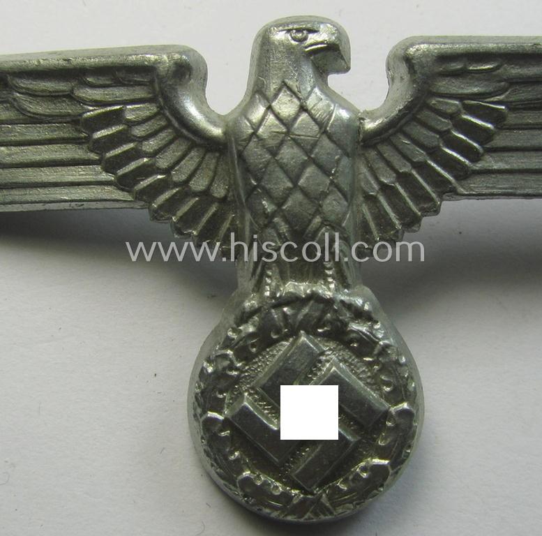 Attractive -  bright-silver-coloured- and/or: zinc- (ie. 'Feinzink'-) based (political-style) visor- (ie. 'Schirmmützen'-) cap-eagle being a detailed example that is neatly: 'RzM' and/or: 'M1/72' marked on its back