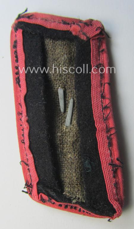 Mid- (ie. later-) war-period - albeit regrettably single! - WH (Heeres) black-coloured, woolen-based- and/or bright-pink-piped: 'Panzer'-collar-tab having a zinc- (ie. 'Feinzink'-) based 'Totenkopf' (ie. skull) attached