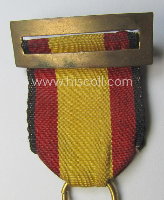 Spanish-issued, Spanish Civil-War commemorative-medal called: 'Medalla de la Campaña 1936-1939' that comes mounted onto its (typically Spanish) mounted ribbon
