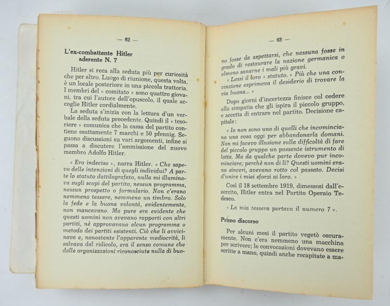 Italian WW2 Version of Adolf Hitler's Mein Kampf Book