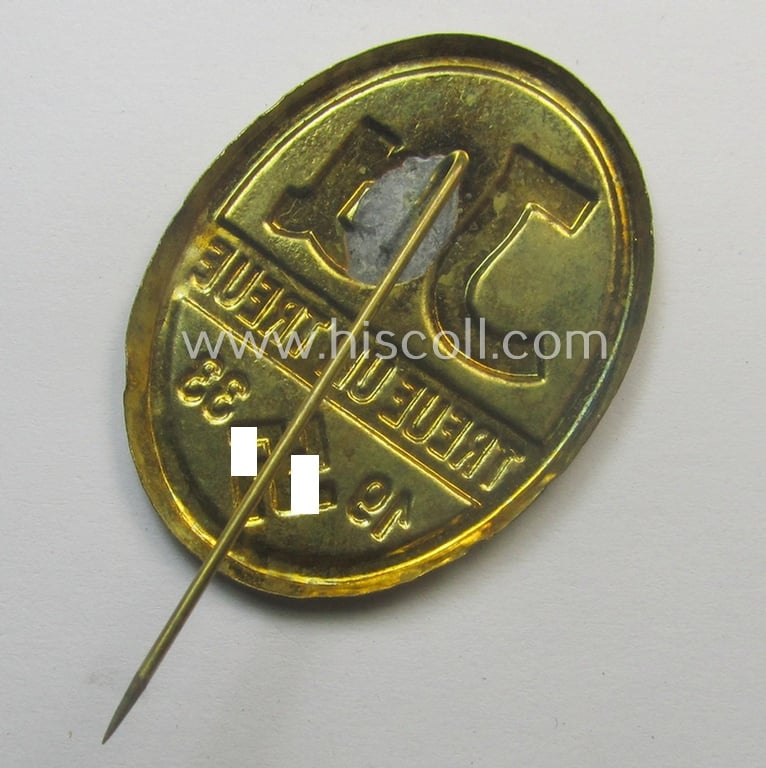 Commemorative - and fairly early-period! - N.S.D.A.P.-related, supportive 'tinnie' entitled: 'Ja - Treue um Treue - 1933'