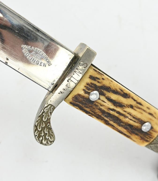 German Police Stag Handled Dress Bayonet with Frog