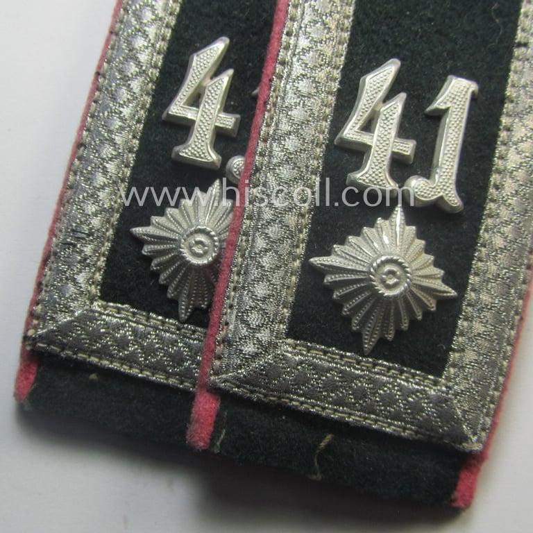 Pair of WH (Heeres), neatly 'cyphered' and early-war period- (ie. 'M40'-pattern) NCO-type shoulderstraps as was specifically intended for a: 'Feldwebel u. Mitglied des Panzerjäger-Abts. 41'