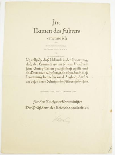German Reichsbahn Graduation Certificates