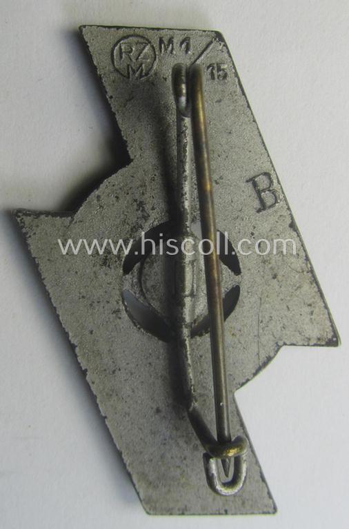 DJ (ie. 'Deutsches Jungvolk') sports'-badge (or: 'DJ-Leistungsabzeichen') being a so-called: 'B-Stück' of the silver-class which is neatly maker- (ie.: 'RzM - M1/15'-) marked on its back