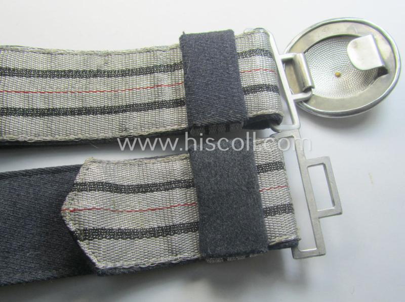Superb - and/or fully untouched! - WH (Luftwaffe) 'standard-pattern', officers'-dress-model, aluminium-based belt-buckle and 'brocade'-based belt (of the 2nd. pattern) that comes as issued and/or stored for decades