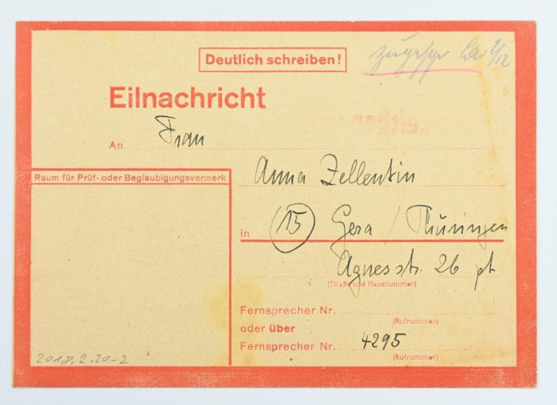 German Third Reich 'Alive Note'