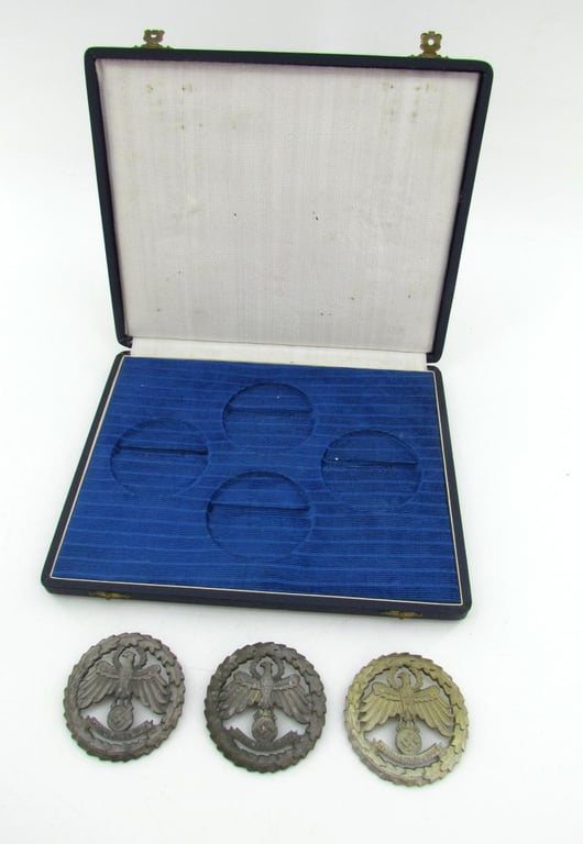 3x Tyrolean Marksmanship Gau Master Shooting Badge in original case ( rare )