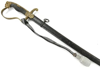German WH Officer Lionhead Sword with Portopee