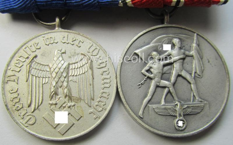 WH (Heeres o. KM) two-pieced medal-bar (ie.: 'Doppelspange') resp. showing a: 'WH-DA 4. Stufe' and an Austrian  'Anschluss'-medal