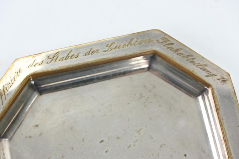 German Third Reich Era Table Silver Plate Leichte Flakabteilung 74'