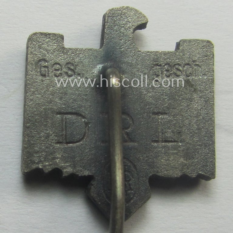 Silver-toned lapel-pin (ie. 'Mitgliedsabzeichen des DRL bzw. NSRL') as was intended for usage by a member of the TR-period sports'-association: 'NS Reichsbund für Leibesübungen (NSRL)'