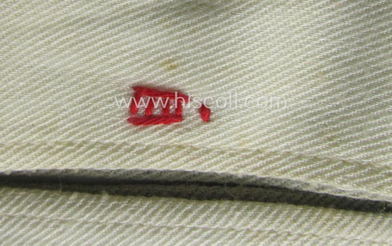 WH (Heeres o. Waffen-SS) greenish-coloured- and/or 'standard-issue'-pattern so-called: 'Kragenbinde' (or: uniform inner-collar) being a regular-issued- (and size ie. maker-marked) example that comes in a moderately used- ie. worn, condition