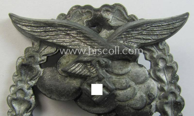 Attractive, mid- (ie. later-) war-period, zinc- (ie. 'Feinzink'-) based version of a WH (LW) 'Erdkampfabzeichen' as was (I deem) produced by the: 'Friedrich Linden'- (ie. 'F.L.L.'-) company and that comes in a just moderately used condition