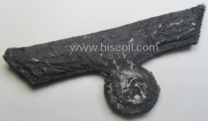 Period-denazified, WH (Heeres) officers'-type, hand-embroidered breast-eagle (ie. 'Brustadler für Offiziere') as was executed in bright-silverish-coloured braid as was intended for usage on the various officers'-pattern tunics