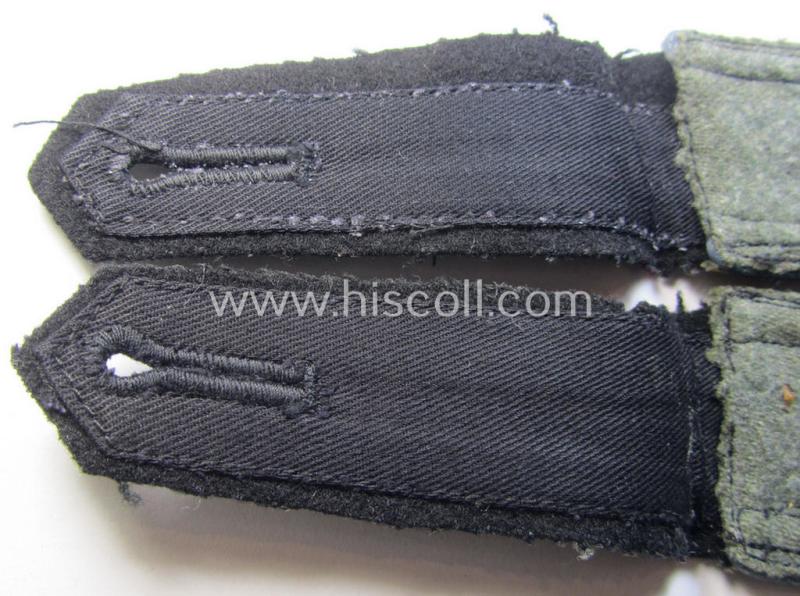 Attractive - and fully matching! - pair of Waffen-SS NCO-type- (ie. 'tropical-styled') shoulderstraps as was intended for usage by an: 'Unterscharführer' who served within the: 'Waffen-SS Nachschub-Truppen' (or: Waffen-SS transport-troops)