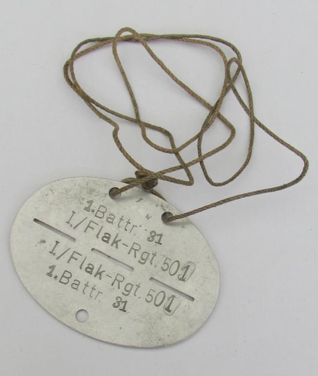 Erkennungsmarke ( EKM ) 1.Battr /Flak-RGT 501