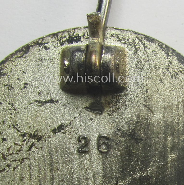 'Verwundeten-Abzeichen in Silber' being a clearly maker- (ie. '26'-) marked- and typical zinc- (ie. 'Feinzink'-) based example as was produced by the desirable maker: 'B.H. Mayer's Kunstprägeanstalt'