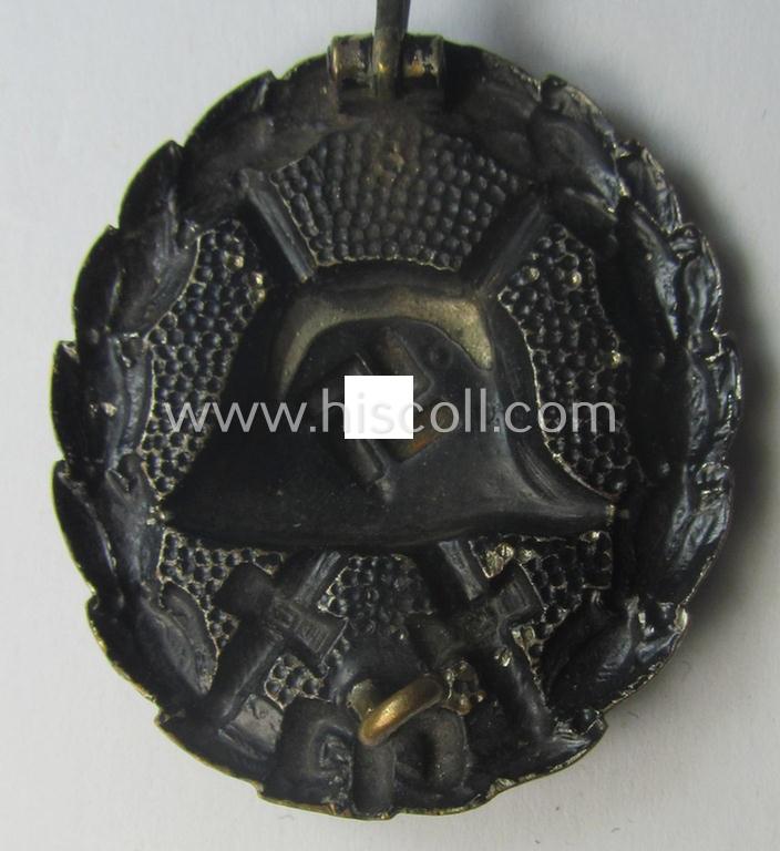 Early-pattern black-class wound-badge (ie.: 'Verwundeten Abzeichen in Schwarz') being a detailed so-called: 'Spanish Civil-War'-version