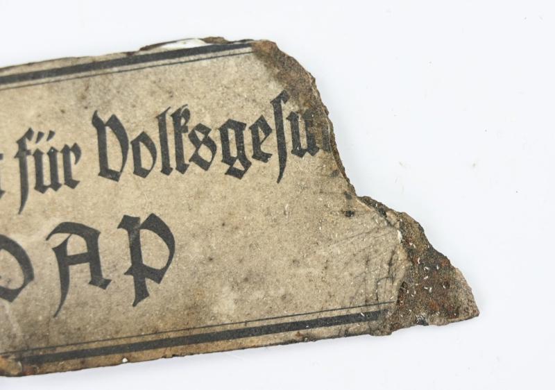 German Third Reich Relic Sign 'Hauptamt für Volksgesundheit der NSDAP'