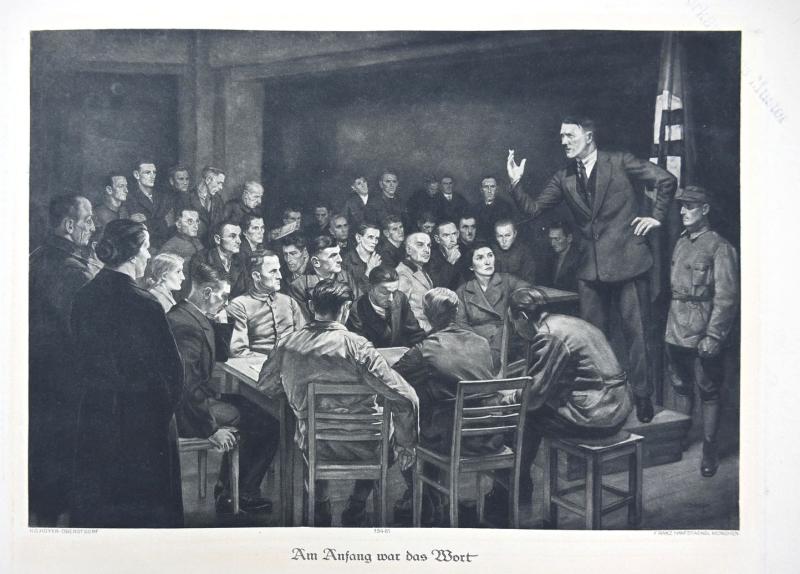 German Third Reich Litho of Adolf Hitler 'Am Anfang war das Wort'