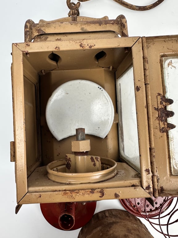 WW2 German Tan Carbide Bunker Lantern with rare Hook