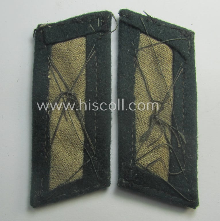 Fully matching pair of pre- (ie. truly early-war-) period WH (Heeres) 'M36' (ie. 'M40'-) type collar-patches (ie. 'Einheitskragenspiegel') as piped in the darker-blue-coloured branchcolour as intended for usage by a: 'Soldat der Sanitäts-Trpn.'