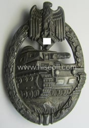 'Panzerkampf-Abzeichen in Bronze' being a 'hollow-back', non-maker-marked- (and/or:...