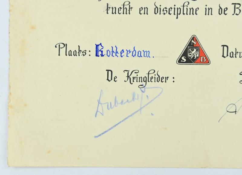 Dutch NSB Certificate 'Oorkonde Gelofte van Trouw'