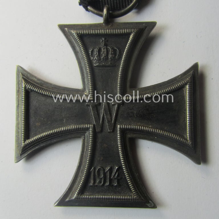 WWI-period: 'Eisernes Kreuz II. Klasse' that comes mounted onto its unusually folded ribbon (ie. 'Bandabschnitt')