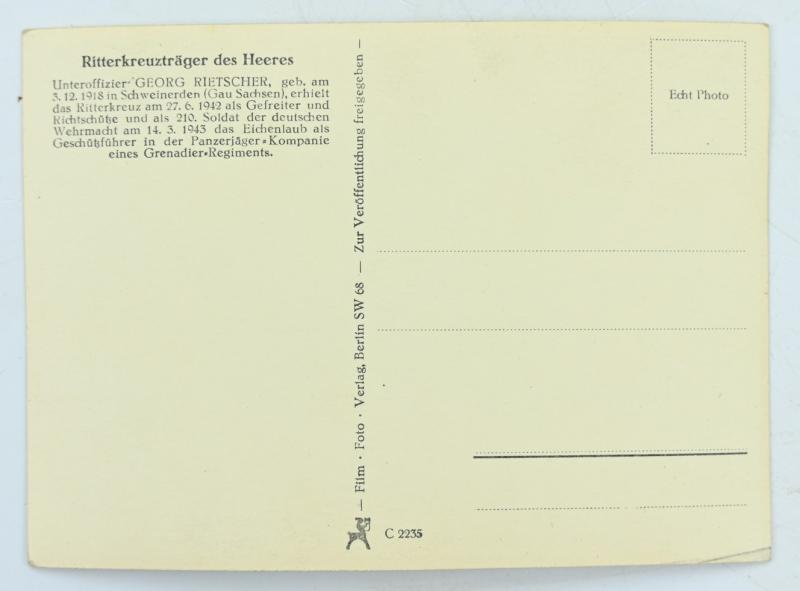 German WH Postcard 'Georg Rietscher'