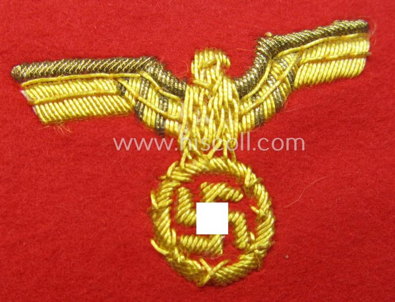 Interesting - and matching! - pair of N.S.D.A.P.-type collar-patches (ie. 'Kragenspiegel für pol. Leiter') being a pair of so-called: 'Halbfabrikate' as was intended for an official at 'Gau'-level and that comes in a clearly unfinished conditio...