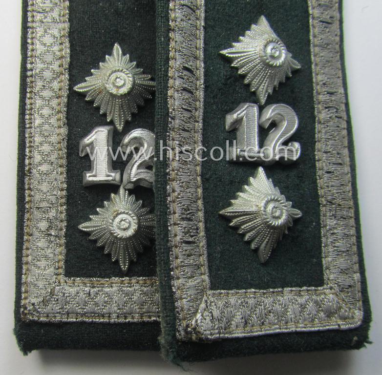 Pair of WH (Heeres), early- (ie. pre-war-) period, 'M36 o. M40'-pattern- (ie. pointed-styled) 'cyphered' shoulderstraps as was specifically intended for usage by an: 'Oberfeldwebel des Infanterie-Rgts. 12'