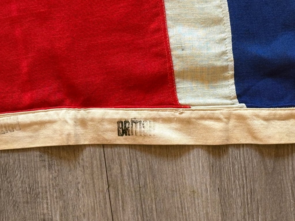 WWII BRITISH STAMPED PANEL STITCHED PATRIOTIC UNION JACK FLAG