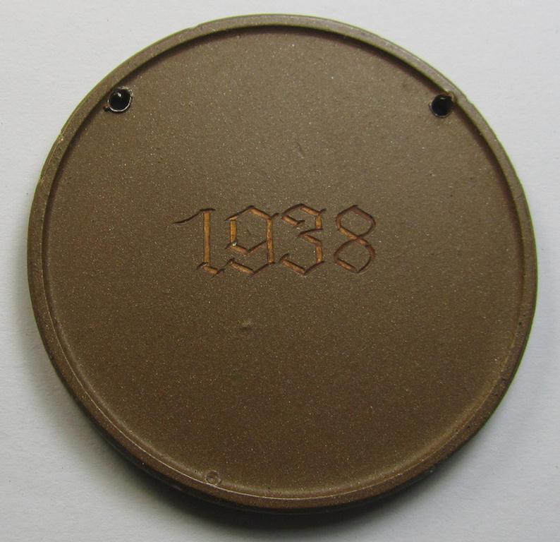 Commemorative, TR-period 'DJ'- (ie. 'Deutsche Jägerschaft'-) related plaque (ie. 'Erinnerungs- o. tragbare Plakette') depicting the typical 'DJ'-logo (ie. andler) and showing the engraved date: '1938'