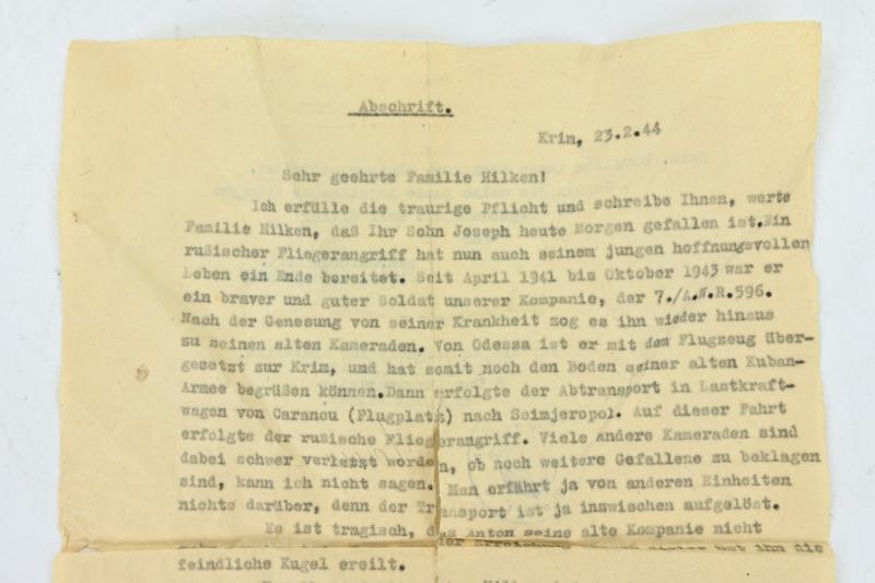 German WH KIA Letter 'Krim A.N.R. 596'