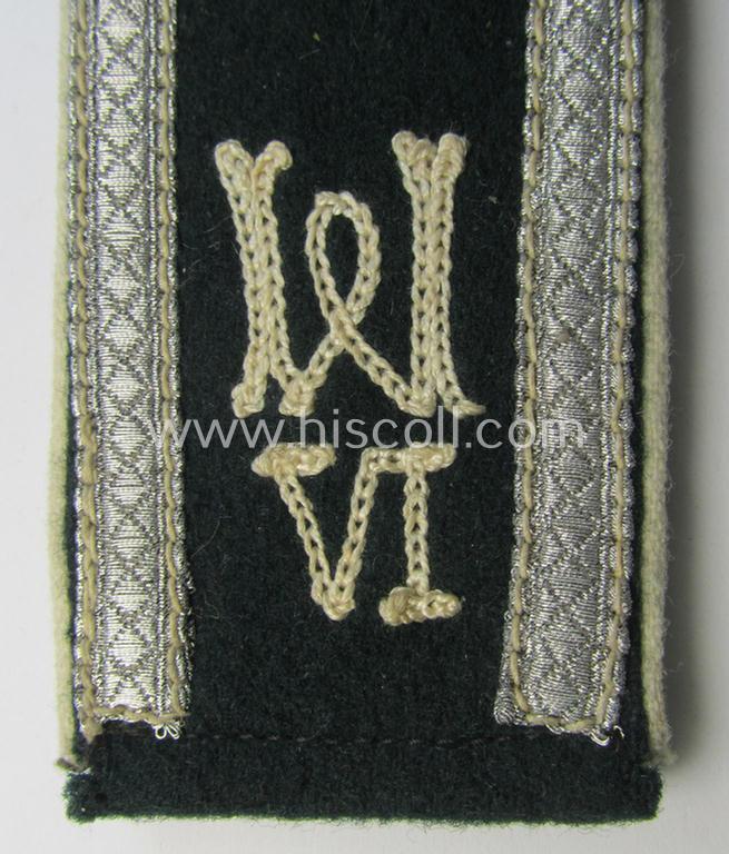 Superb - albeit single! - pre- (ie. early-war-) period- (ie. 'M36/M40'-pattern) 'cyphered' and rounded-styled WH (Heeres) NCO-type shoulderstrap as was intended for an: 'Uffz. der Infanterie-Truppen u. Mitglied des Wehrkreis-Kds. 6'