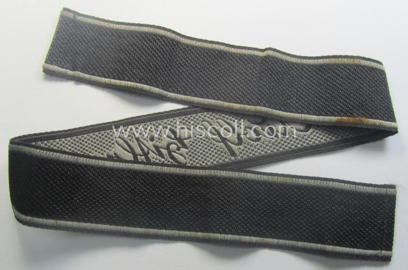 Waffen-SS 1943/44-pattern cuff-title (ie. 'Ärmelstreifen') as executed in typical 'BeVo'-weave-pattern as was intended for a member within the: 1. SS-Panzer-Division "Leibstandarte-SS Adolf Hitler"
